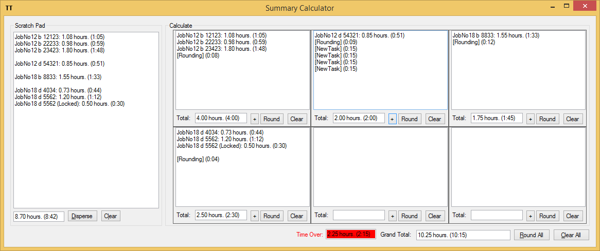 Adding extra tasks in the calculator