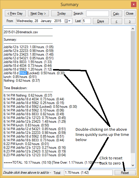 Summary running total